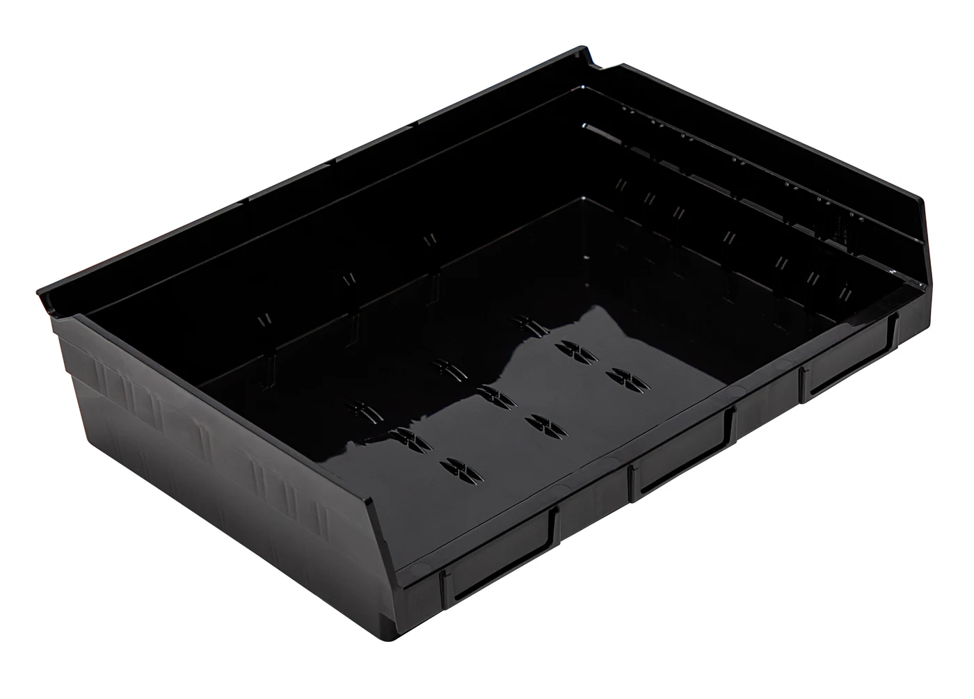 Quantum QSB118BKCS Economy Shelf Bin, 11-5/8"D x 16-1/2"W x 4"H, 35 lb capacity, Black, Case of 6