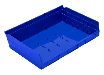 Quantum QSB118BLCS Economy Shelf Bin, 11-5/8"D x 16-1/2"W x 4"H, 35 lb capacity, Blue, Case of 6