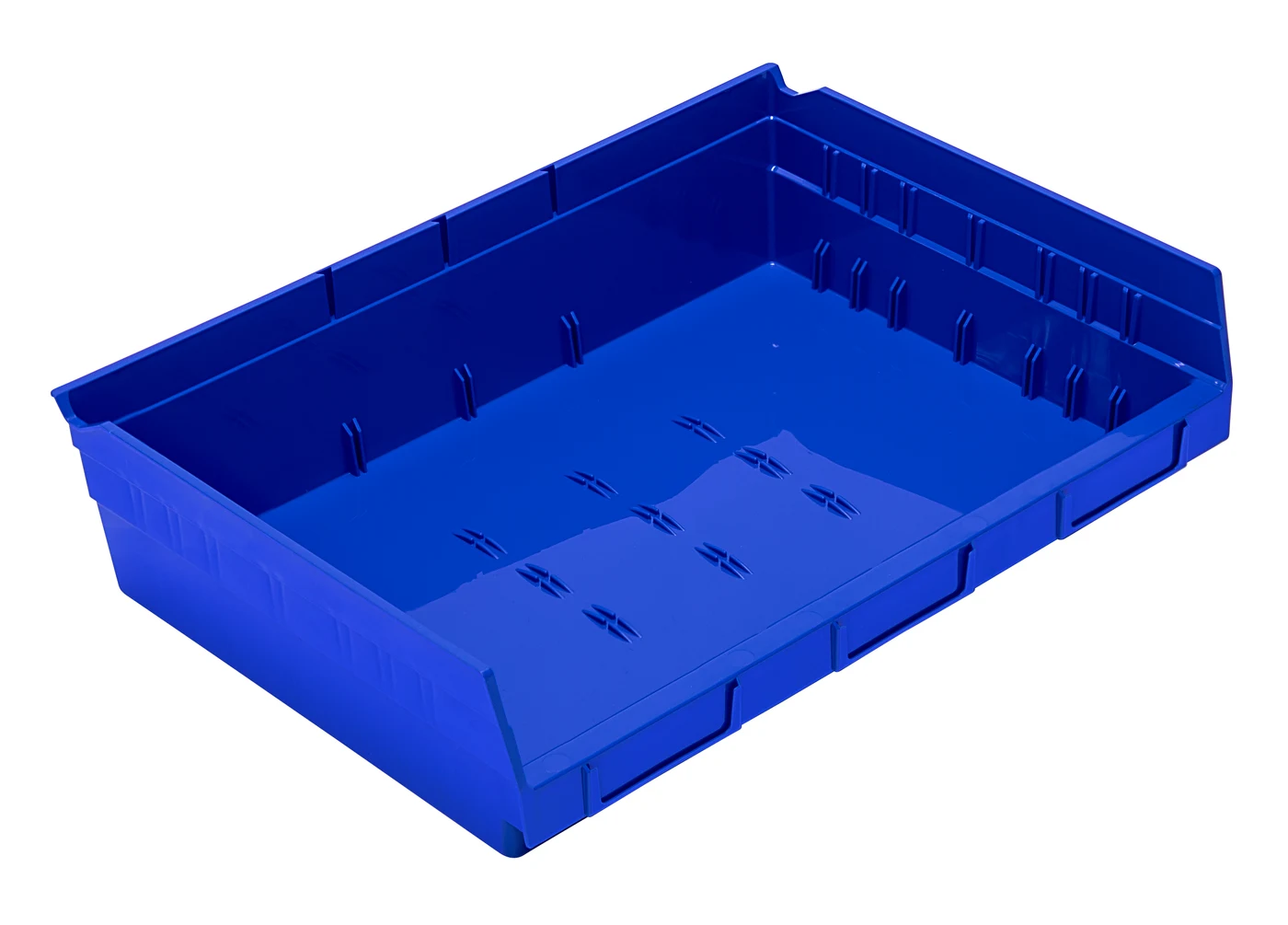 Quantum QSB118BLCS Economy Shelf Bin, 11-5/8"D x 16-1/2"W x 4"H, 35 lb capacity, Blue, Case of 6