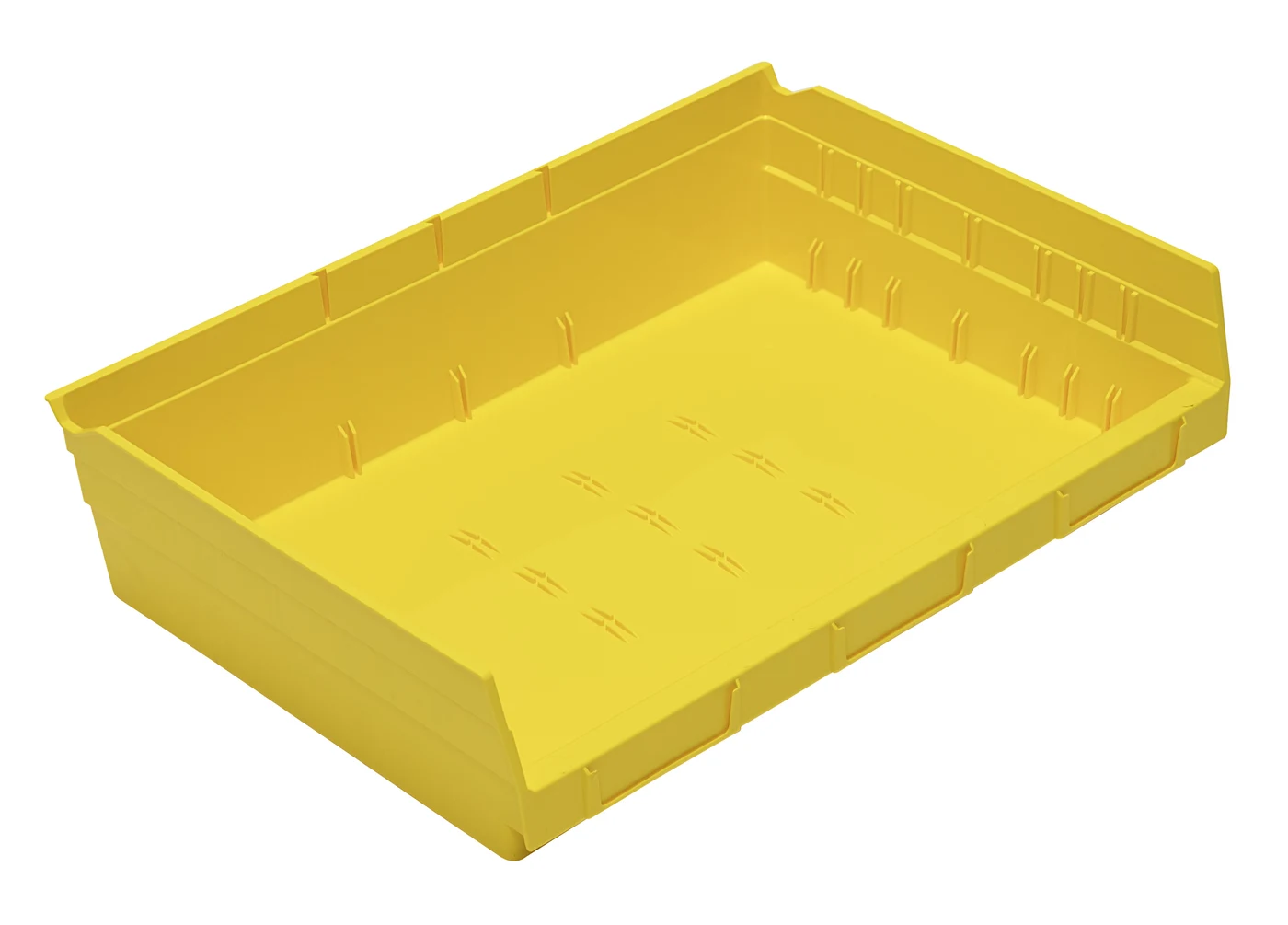 Quantum QSB118YLCS Economy Shelf Bin, 11-5/8"D x 16-1/2"W x 4"H, 35 lb capacity, Yellow, Case of 6
