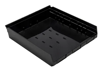 Quantum QSB122BKCS Economy Shelf Bin, 17-7/8"D x 16-1/2"W x 4"H, 35 lb capacity, Black, Case of 6