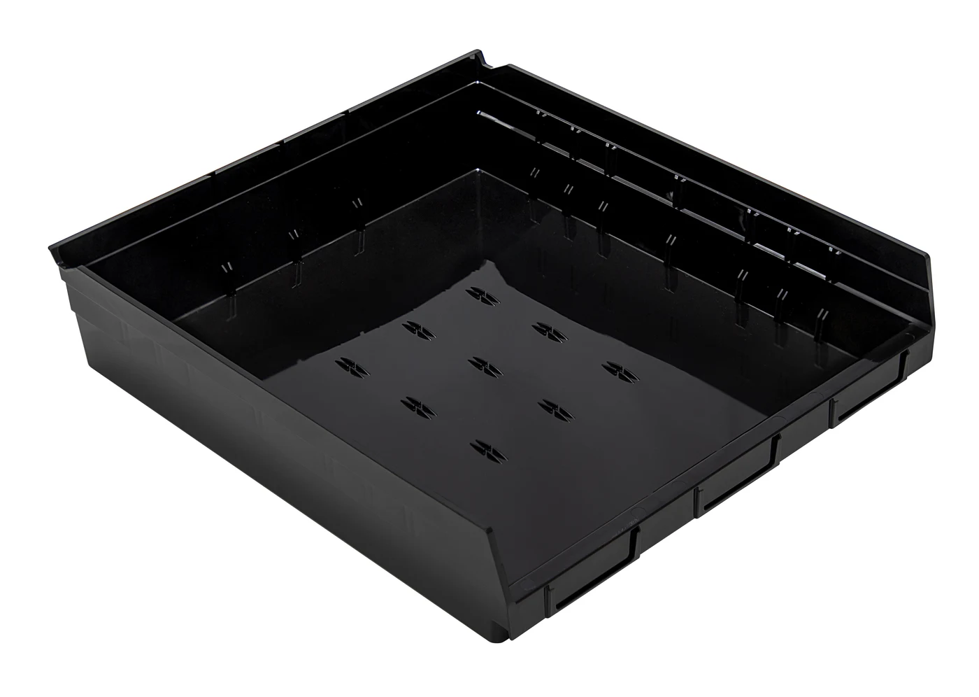 Quantum QSB122BKCS Economy Shelf Bin, 17-7/8"D x 16-1/2"W x 4"H, 35 lb capacity, Black, Case of 6