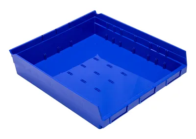 Quantum QSB122BLCS Economy Shelf Bin, 17-7/8"D x 16-1/2"W x 4"H, 35 lb capacity, Blue, Case of 6