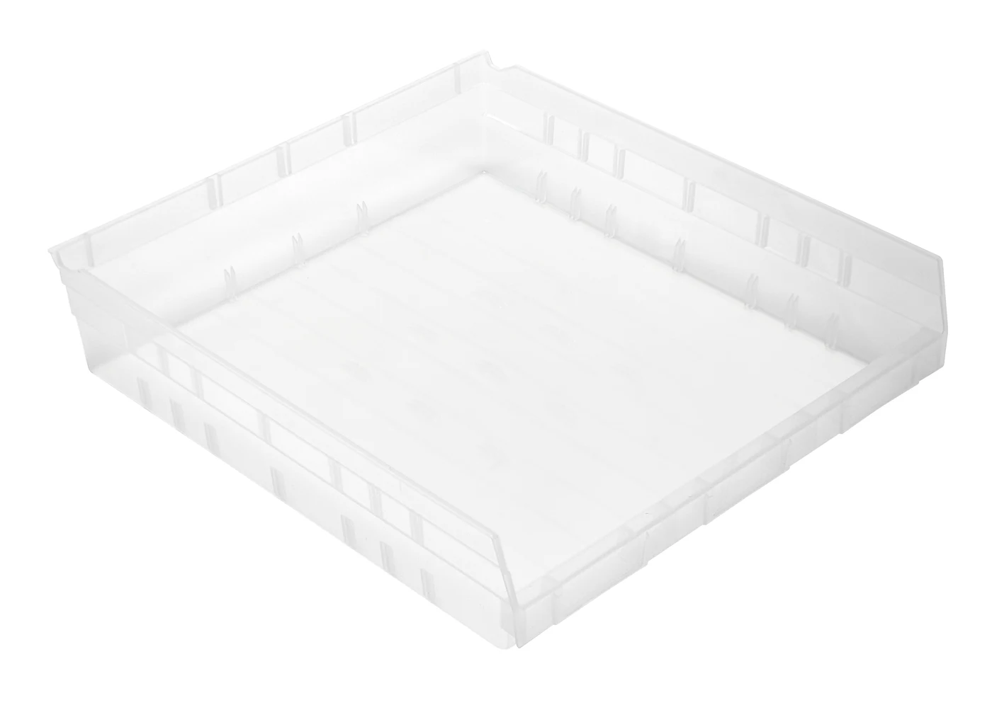 Quantum QSB122CLCS Economy Shelf Bin, 17-7/8"D x 16-1/2"W x 4"H, 35 lb capacity, Clear, Case of 6