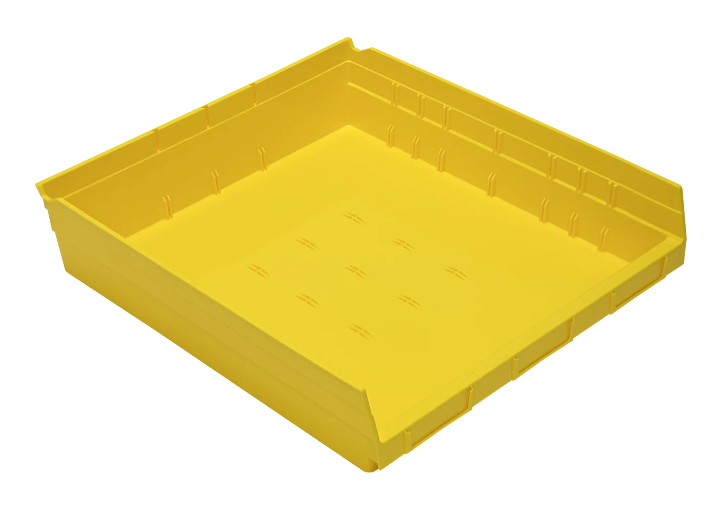 Quantum QSB122YLCS Economy Shelf Bin, 17-7/8"D x 16-1/2"W x 4"H, 35 lb capacity, Yellow, Case of 6