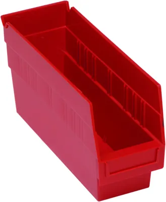 Quantum QSB201RDCS Economy Shelf Bin, 4-1/8"W x 11-5/8"L x 6"H, 45 lb capacity, Red, Case of 36