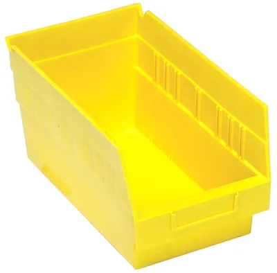 Quantum QSB202YLCS Economy Shelf Bin, 6-5/8"W x 11-5/8"L x 6"H, 45 lb capacity, Yellow, Case of 30