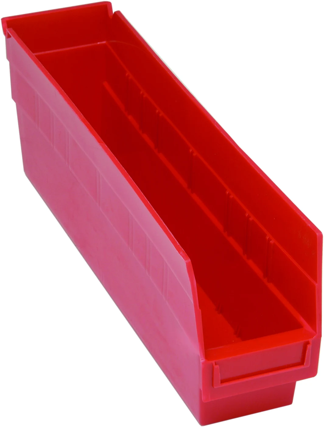 Quantum QSB203RDCS Economy Shelf Bin, 4-1/8"W x 17-7/8"L x 6"H, 45 lb capacity, Red, Case of 20