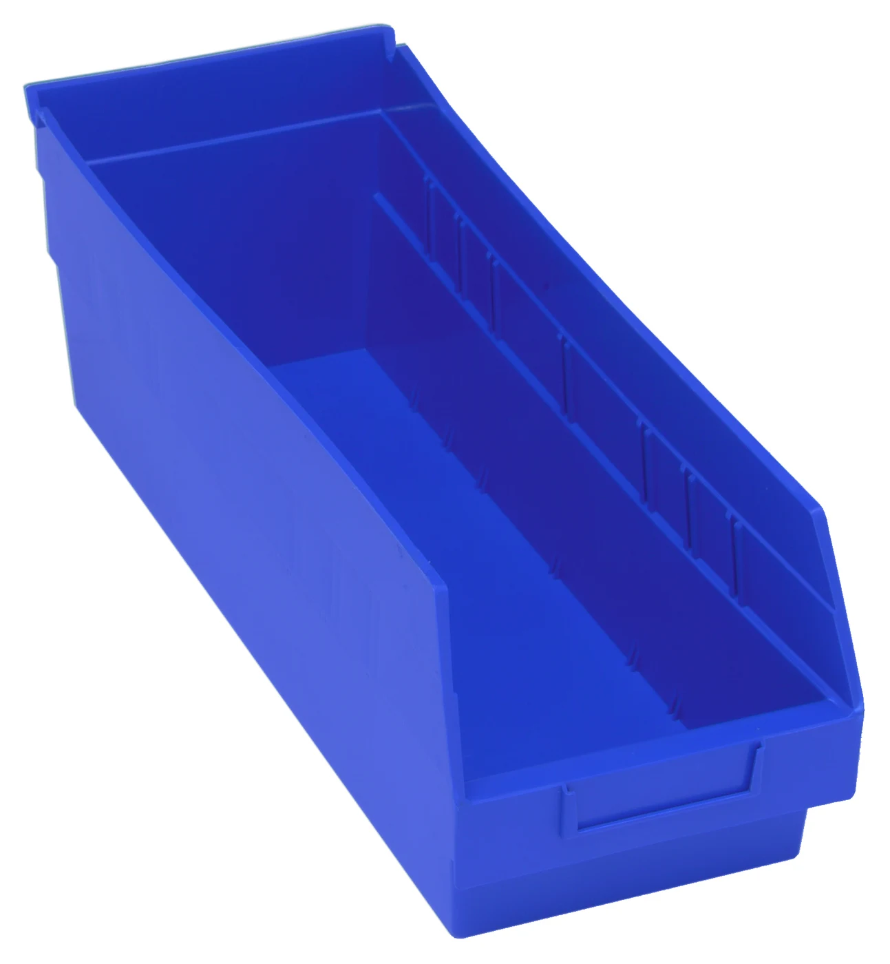 Quantum QSB204BLCS Economy Shelf Bin, 6-5/8"W x 17-7/8"L x 6"H, 45 lb capacity, Blue, Case of 20