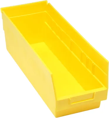 Quantum QSB204YLCS Economy Shelf Bin, 6-5/8"W x 17-7/8"L x 6"H, 45 lb capacity, Yellow, Case of 20