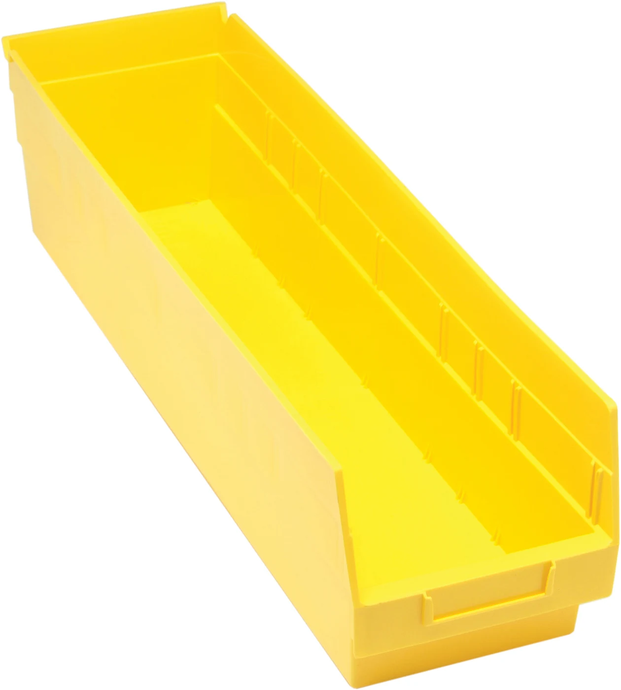 Quantum QSB206YLCS Economy Shelf Bin, 6-5/8"W x 23-5/8"L x 6"H, 45 lb capacity, Yellow, Case of 8