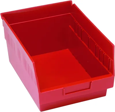Quantum QSB207RDCS Economy Shelf Bin, 8-3/8"W x 11-5/8"L x 6"H, 45 lb capacity, Red, Case of 20
