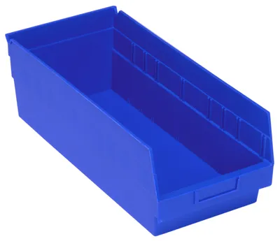 Quantum QSB208BLCS Economy Shelf Bin, 8-3/8"W x 17-7/8"L x 6"H, 45 lb capacity, Blue, Case of 10