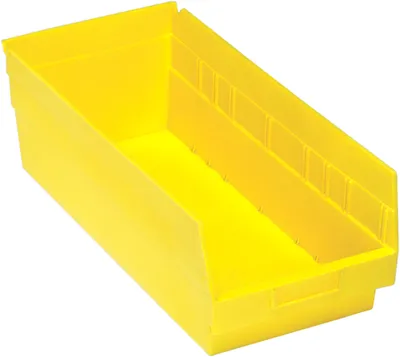 Quantum QSB208YLCS Economy Shelf Bin, 8-3/8"W x 17-7/8"L x 6"H, 45 lb capacity, Yellow, Case of 10