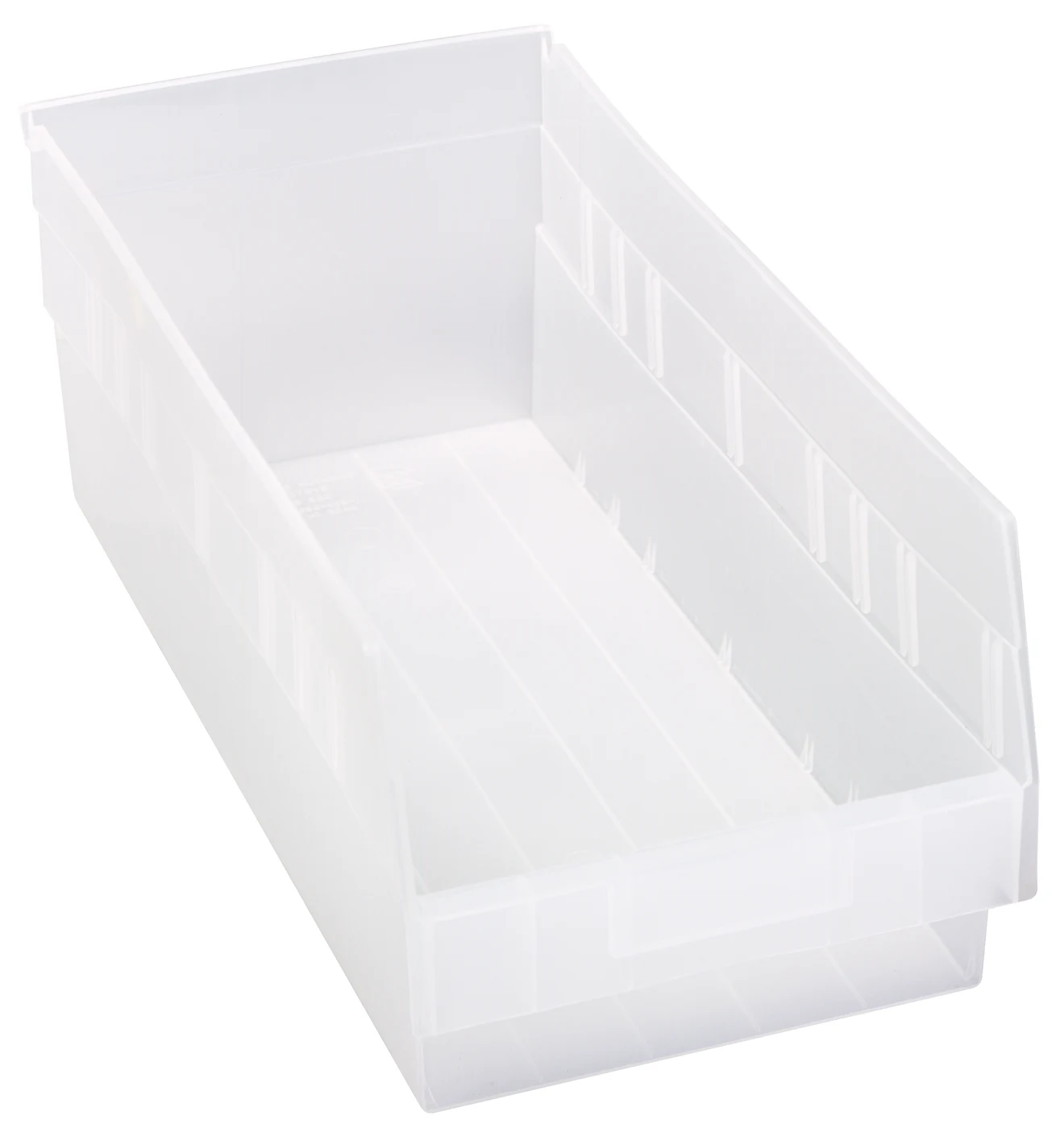 Quantum QSB208CLCS Economy Shelf Bin, 8-3/8"W x 17-7/8"L x 6"H, 45 lb capacity, Clear, Case of 10