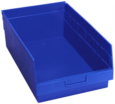 Quantum QSB210BLCS Economy Shelf Bin, 11-1/8"W x 17-7/8"L x 6"H, 45 lb capacity, Blue, Case of 8