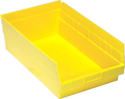 Quantum QSB210YLCS Economy Shelf Bin, 11-1/8"W x 17-7/8"L x 6"H, 45 lb capacity, Yellow, Case of 8