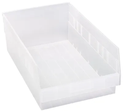 Quantum QSB210CLCS Economy Shelf Bin, 11-1/8"W x 17-7/8"L x 6"H, 45 lb capacity, Clear, Case of 8