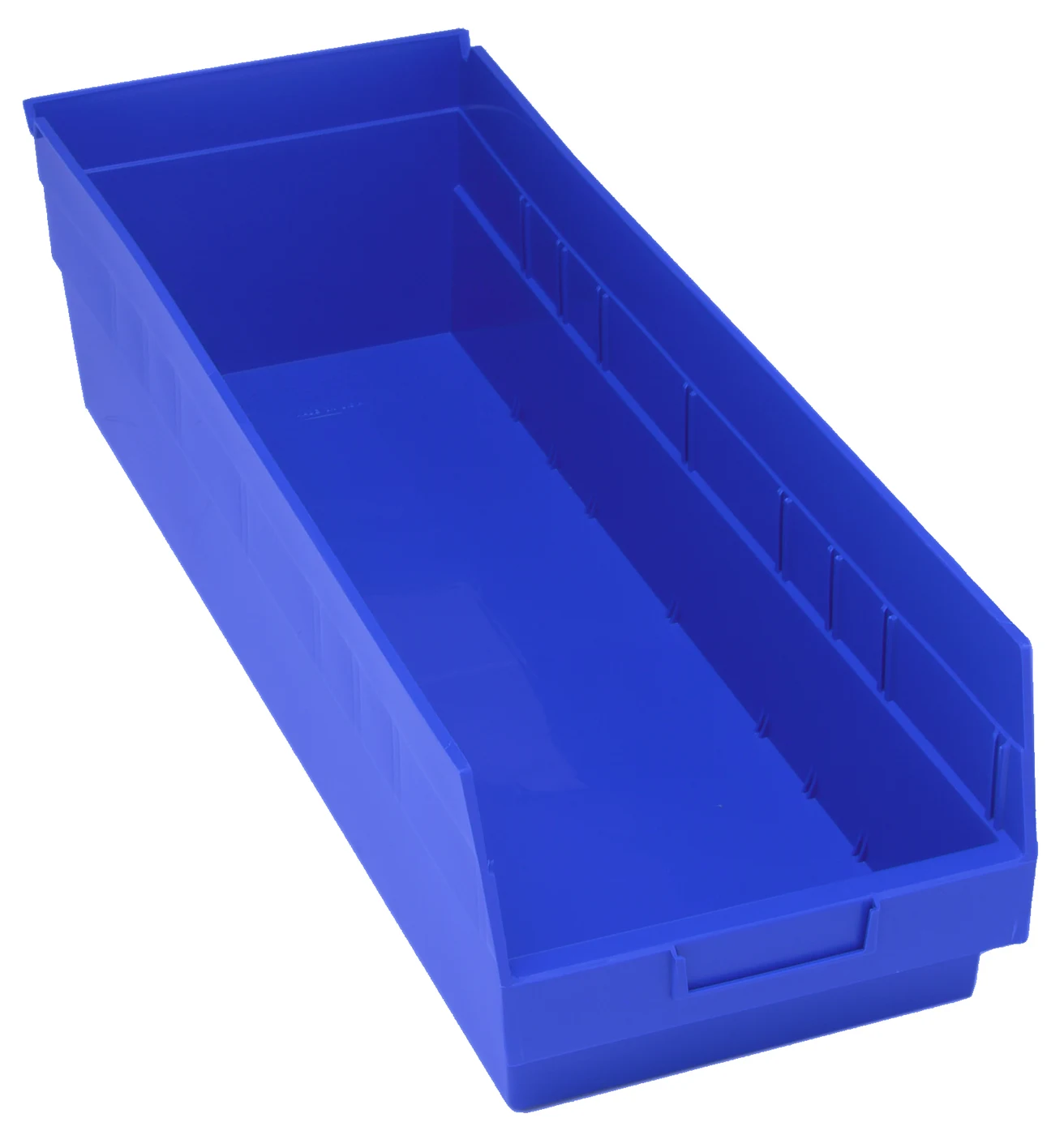 Quantum QSB214BLCS Economy Shelf Bin, 8-3/8"W x 23-5/8"L x 6"H, 45 lb capacity, Blue, Case of 6