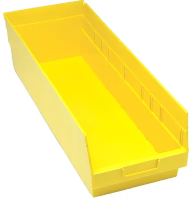 Quantum QSB214YLCS Economy Shelf Bin, 8-3/8"W x 23-5/8"L x 6"H, 45 lb capacity, Yellow, Case of 6