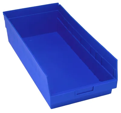 Quantum QSB216BLCS Economy Shelf Bin, 11-1/8"W x 23-5/8"L x 6"H, 45 lb capacity, Blue, Case of 6
