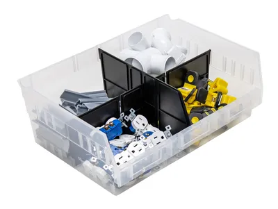 Quantum DSB218/222 Bin Divider for Bin QSB218 and QSB222, Black, Pack of 24 — in use