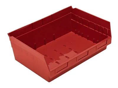Quantum QSB218RDCS Economy Shelf Bin, 16-1/2"W x 11-5/8"L x 6"H, 45 lb capacity, Red, Case of 6