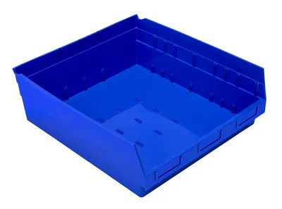 Quantum QSB222BLCS Economy Shelf Bin, 16-1/2"W x 17-7/8"L x 6"H, 45 lb capacity, Blue, Case of 6