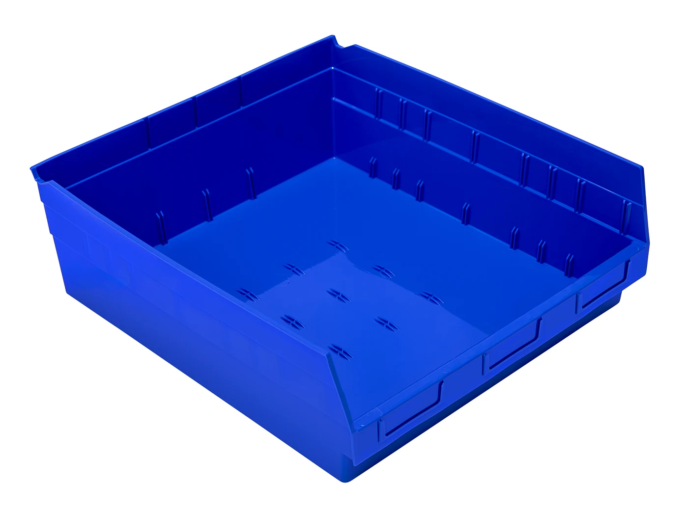 Quantum QSB222BLCS Economy Shelf Bin, 16-1/2"W x 17-7/8"L x 6"H, 45 lb capacity, Blue, Case of 6