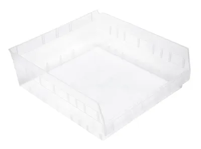Quantum QSB222CLCS Economy Shelf Bin, 16-1/2"W x 17-7/8"L x 6"H, 45 lb capacity, Clear, Case of 6