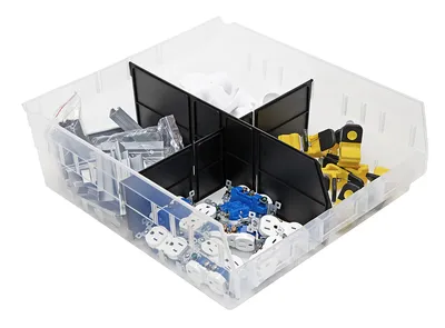 Quantum LDSB222 Bin Long Divider for Bin QSB222, Black, Pack of 6 — in use