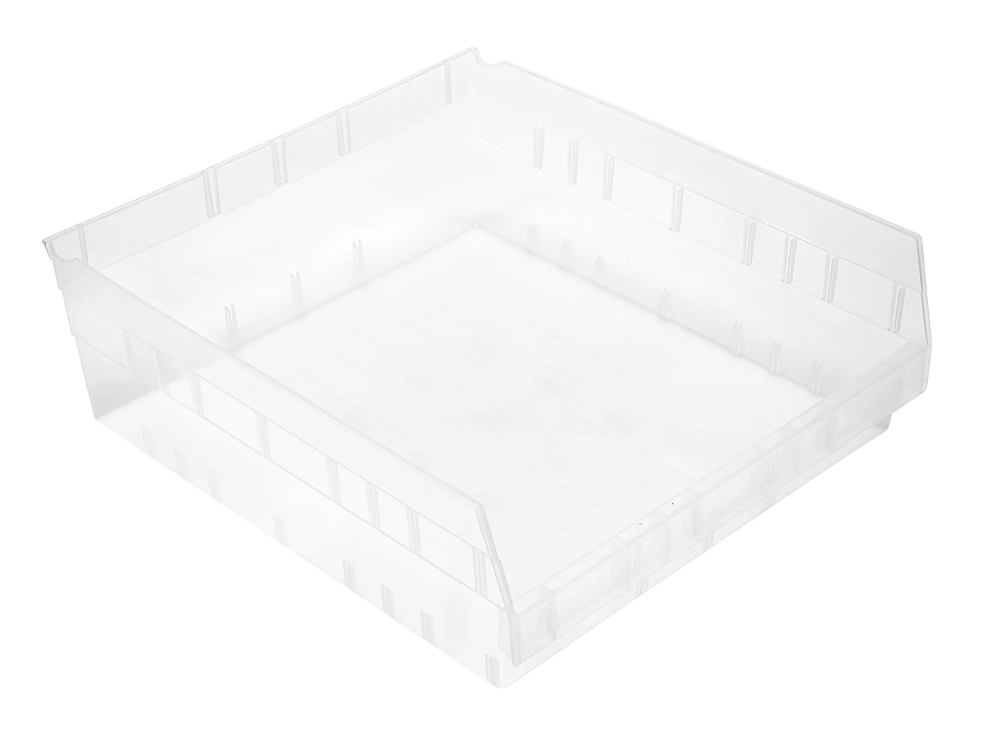 Quantum QSB222CLCS Economy Shelf Bin, 16-1/2"W x 17-7/8"L x 6"H, 45 lb capacity, Clear, Case of 6