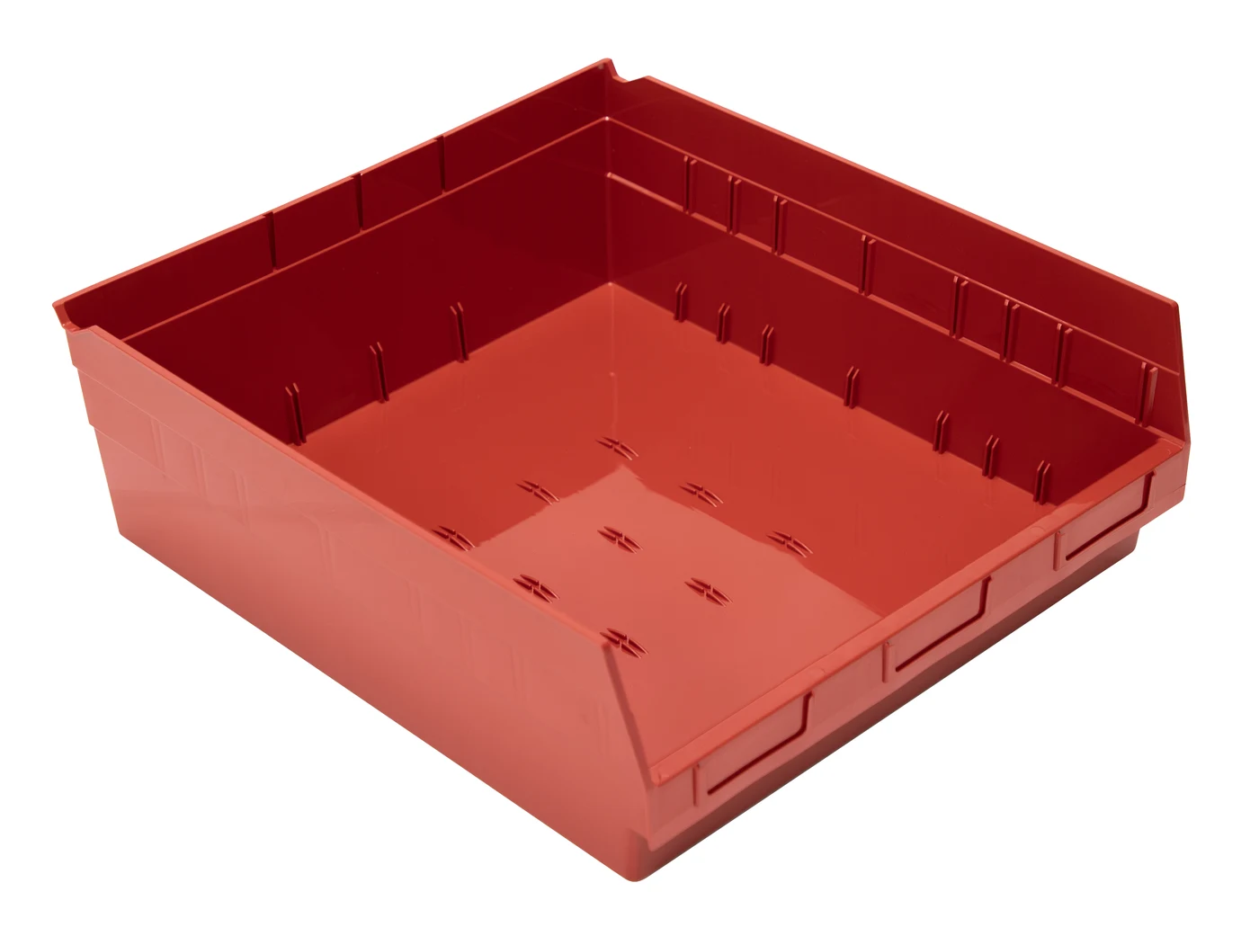 Quantum QSB222RDCS Economy Shelf Bin, 16-1/2"W x 17-7/8"L x 6"H, 45 lb capacity, Red, Case of 6