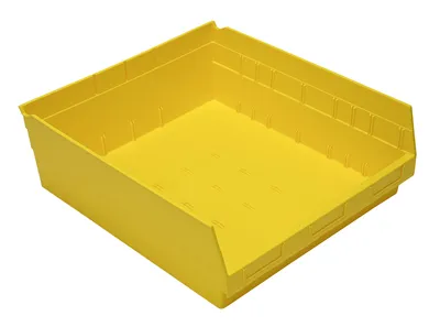 Quantum QSB222YLCS Economy Shelf Bin, 16-1/2"W x 17-7/8"L x 6"H, 45 lb capacity, Yellow, Case of 6