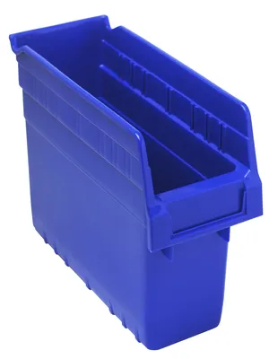 Quantum QSB801BLCS Economy Shelf Bin, 4-1/8"W x 11-5/8"L x 8"H, 45 lb capacity, Blue, Case of 36