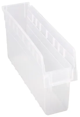 Quantum QSB803CLCS Economy Shelf Bin, 4-1/8"W x 17-7/8"L x 8"H, Clear, Case of 20