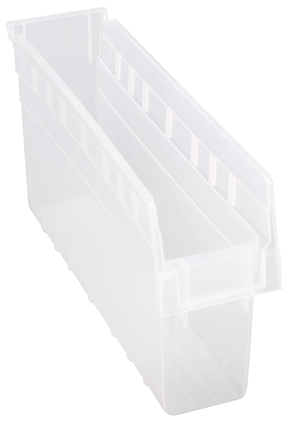 Quantum QSB803CLCS Economy Shelf Bin, 4-1/8"W x 17-7/8"L x 8"H, Clear, Case of 20