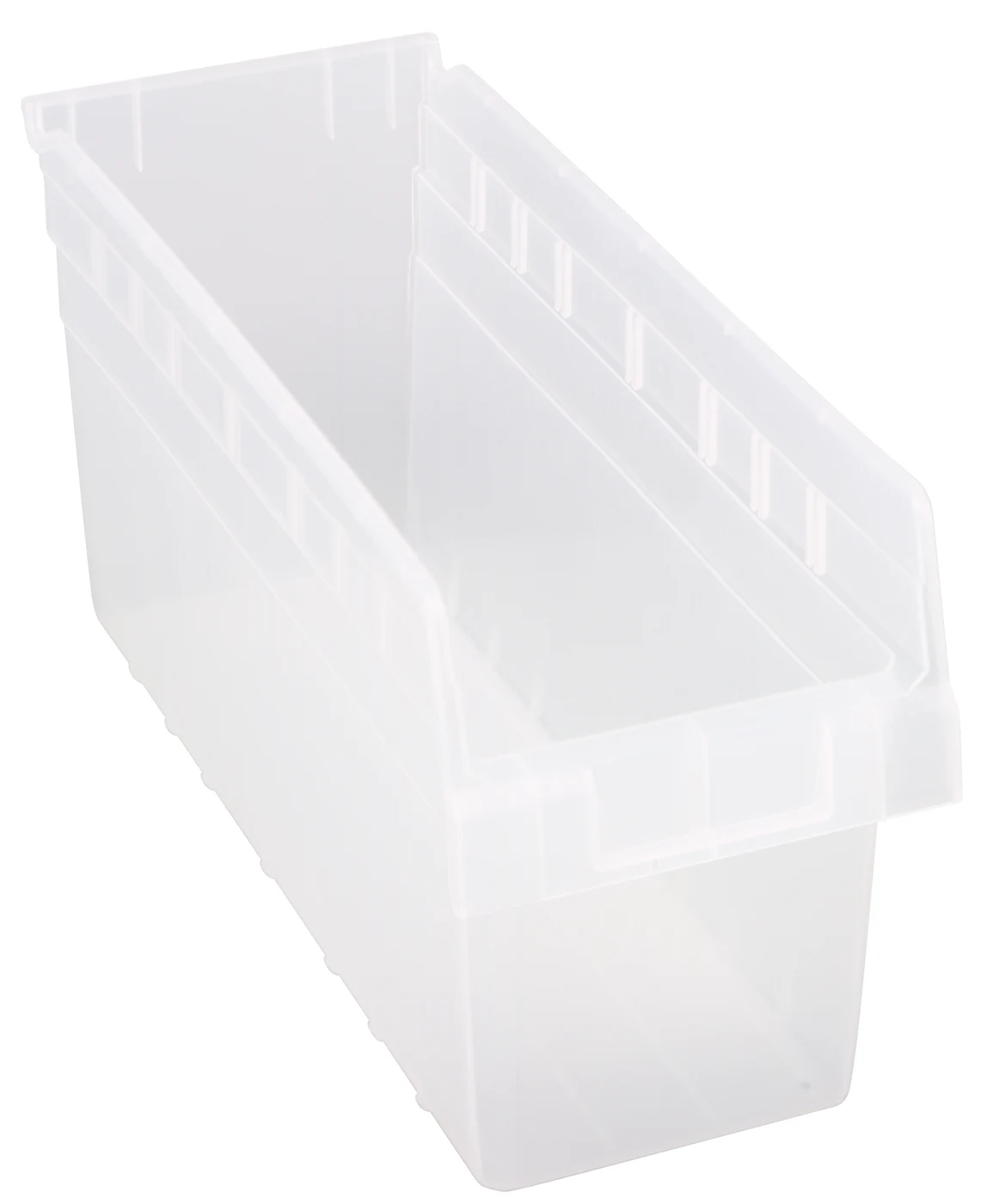 Quantum QSB804CLCS Economy Shelf Bin, 6-5/8"W x 17-7/8"L x 8"H, Clear, Case of 20