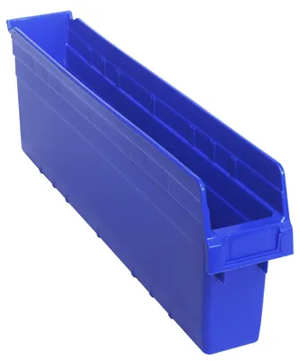 Quantum QSB805BLCS Economy Shelf Bin, 4-1/8"W x 23-5/8"L x 8"H, Blue, Case of 16