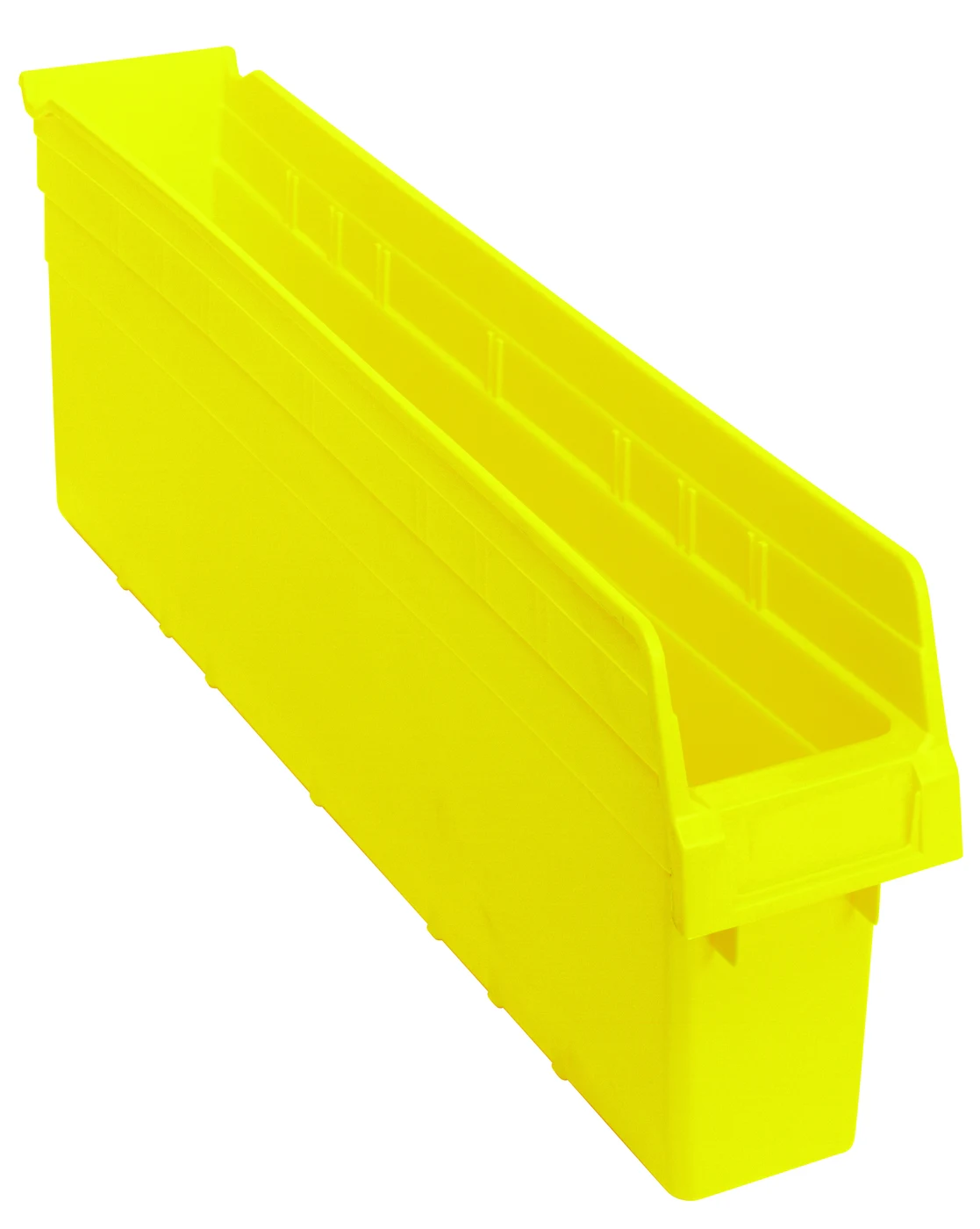 Quantum QSB805YLCS Economy Shelf Bin, 4-1/8"W x 23-5/8"L x 8"H, Yellow, Case of 16