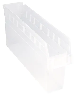 Quantum QSB805CLCS Economy Shelf Bin, 4-1/8"W x 23-5/8"L x 8"H, Clear, Case of 16