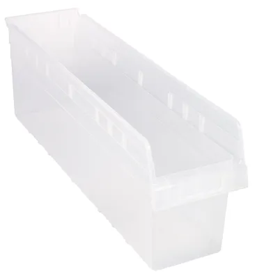 Quantum QSB806CLCS Economy Shelf Bin, 6-5/8"W x 23-5/8"L x 8"H, Clear, Case of 8
