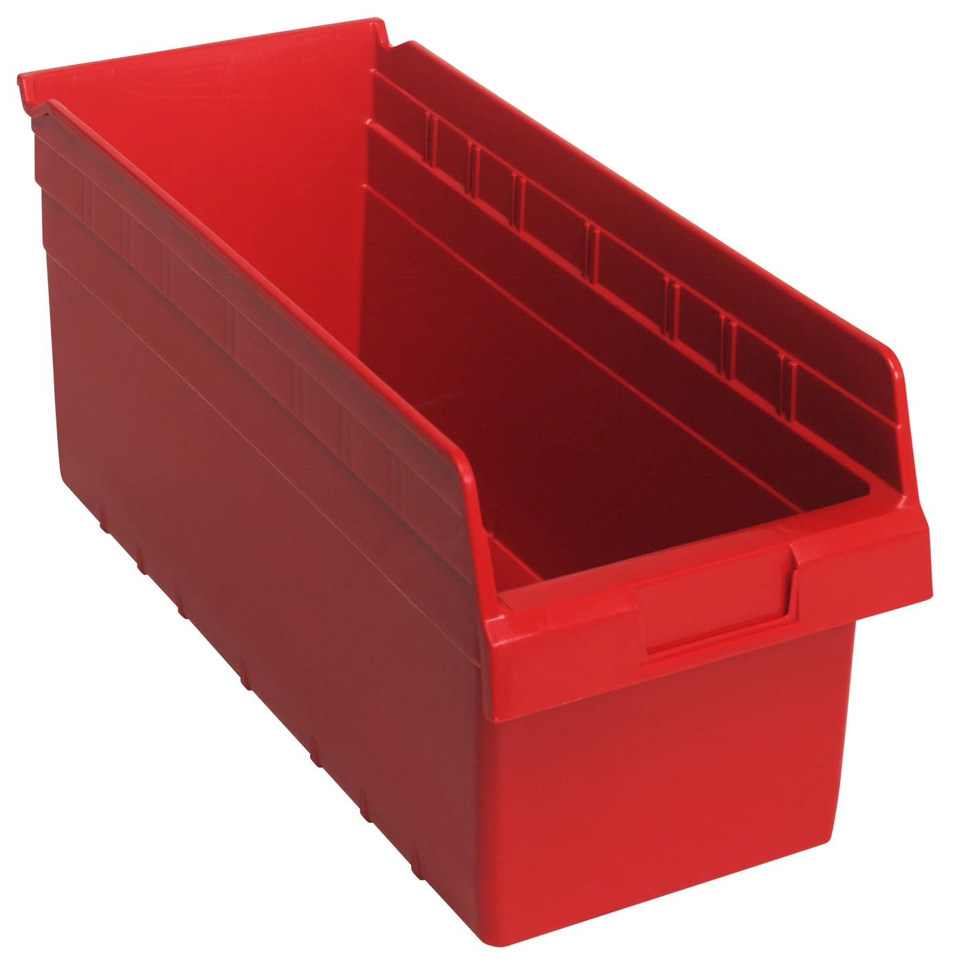 Quantum QSB808RDCS Economy Shelf Bin, 8-3/8"W x 17-7/8"L x 8"H, Red, Case of 10