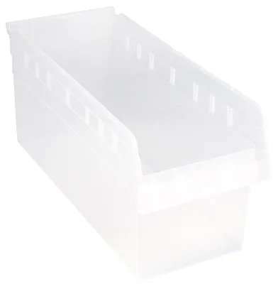 Quantum QSB808CLCS Economy Shelf Bin, 8-3/8"W x 17-7/8"L x 8"H, Clear, Case of 10