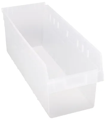 Quantum QSB814CLCS Economy Shelf Bin, 8-3/8"W x 23-5/8"L x 8"H, Clear, Case of 6