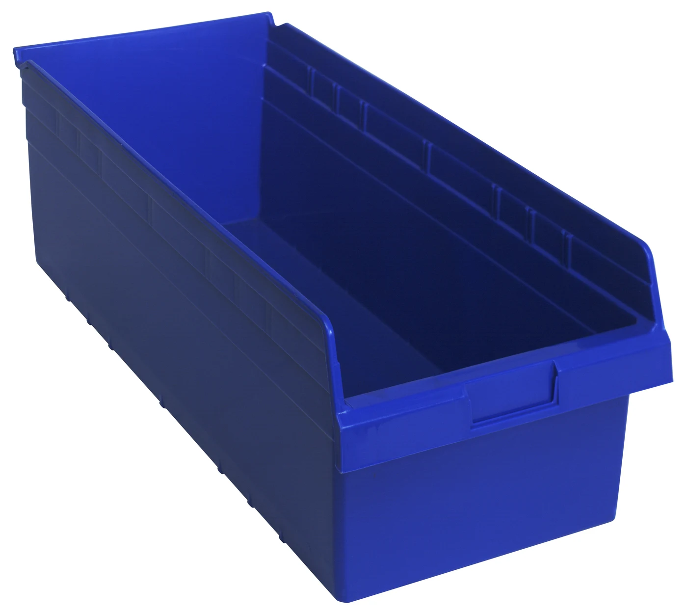 Quantum QSB816BLCS Economy Shelf Bin, 11-1/8"W x 23-5/8"L x 8"H, Blue, Case of 6