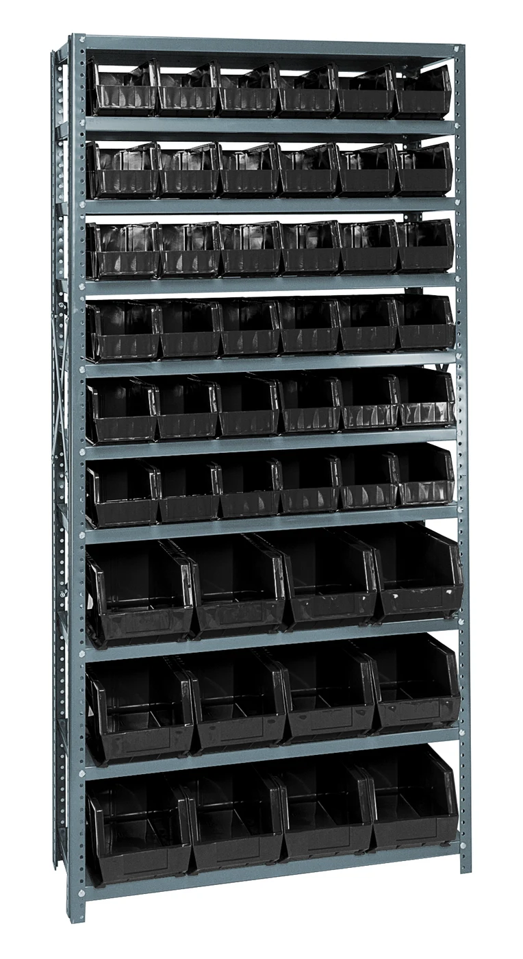 Quantum QSBU-230240BK Shelving Unit, 12"D x 36"L x 75"H, 400 lb capacity, Gray