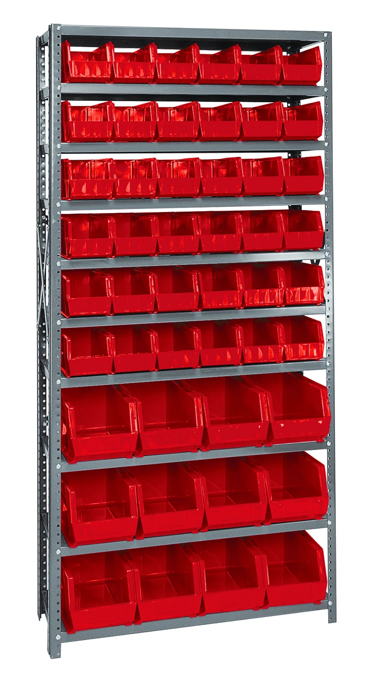 Quantum QSBU-230240RD Shelving Unit, 12"D x 36"L x 75"H, 400 lb capacity, Gray