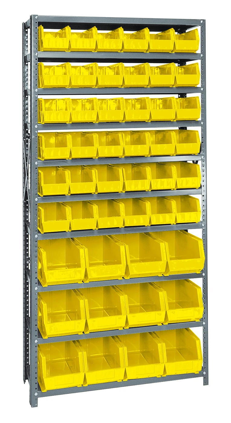 Quantum QSBU-230240YL Shelving Unit, 12"D x 36"L x 75"H, 400 lb capacity, Gray