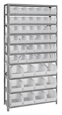 Quantum QSBU-230240CL Shelving Unit, 12"D x 36"L x 75"H, 400 lb capacity, Gray